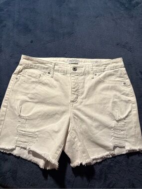 sofia by sofia vergara White Distressed Denim Cutoff Shorts
